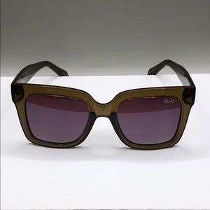 Quay Australia Icy 125 Brown Green Polarized Oversized Polarized Cat Eye Shape